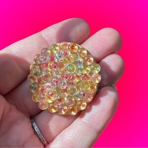 Fabulous vintage festive beaded round brooch holiday glows